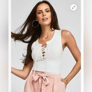FRYE AND CO. White Lace-Up Tank Top